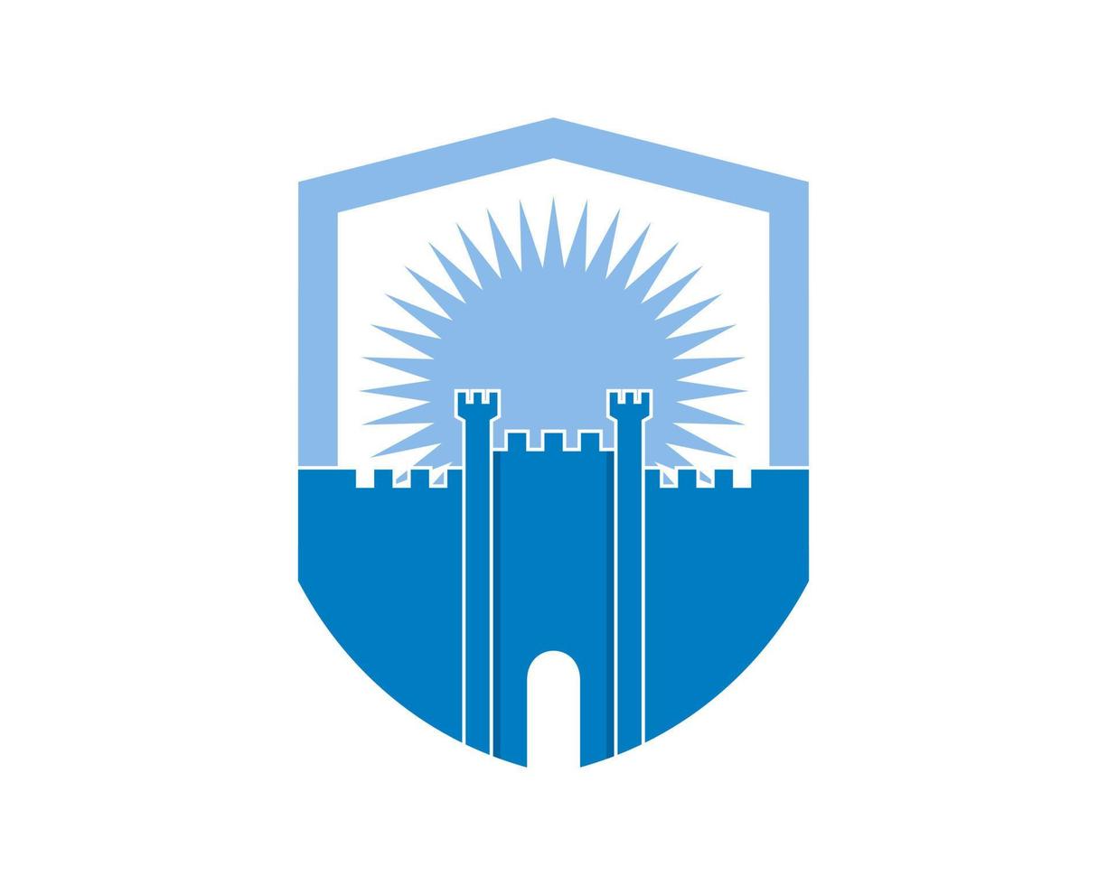 Combination fortress with shield shape vector