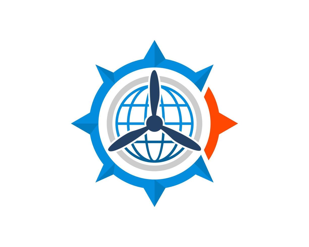 Modern compass with abstract globe and propeller inside vector