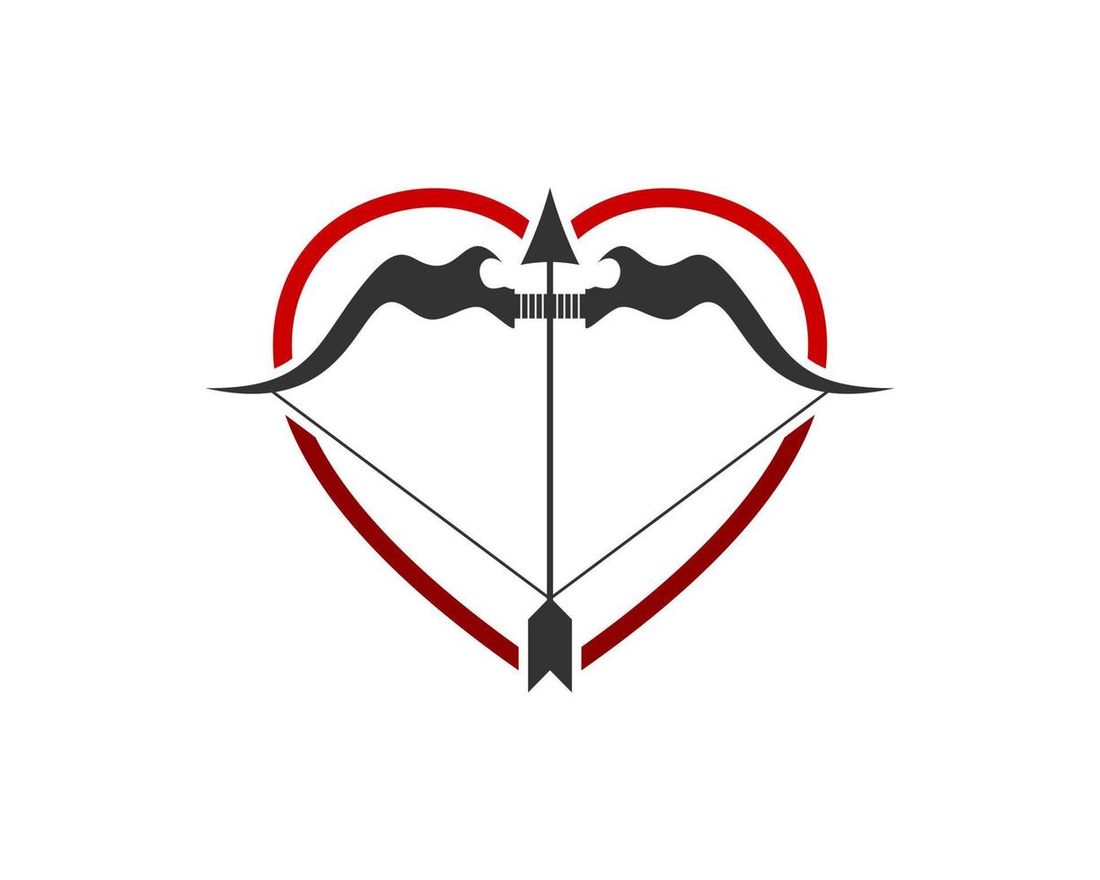Simple love shape with archer and bow inside vector