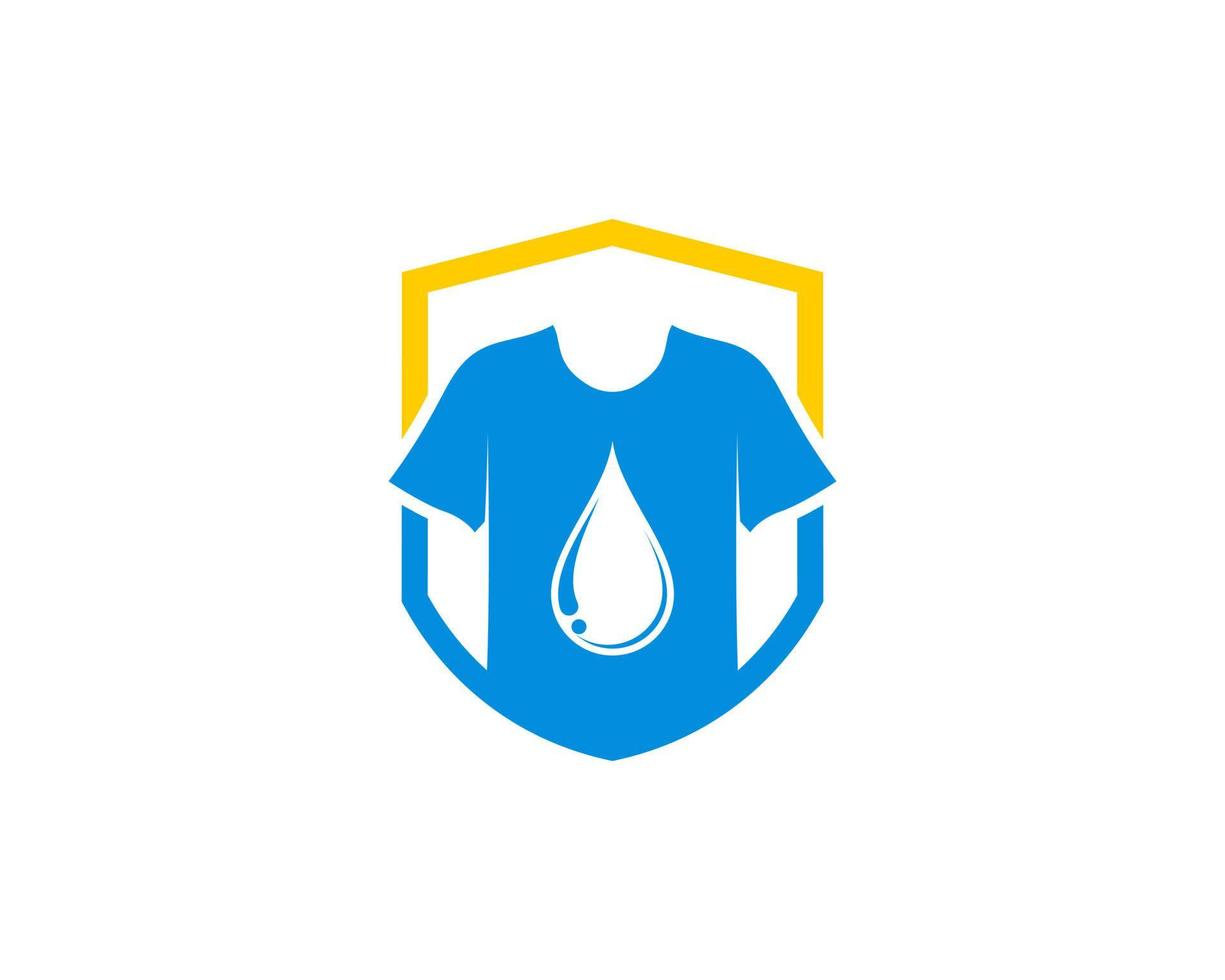Shield with clothes and water drop inside vector