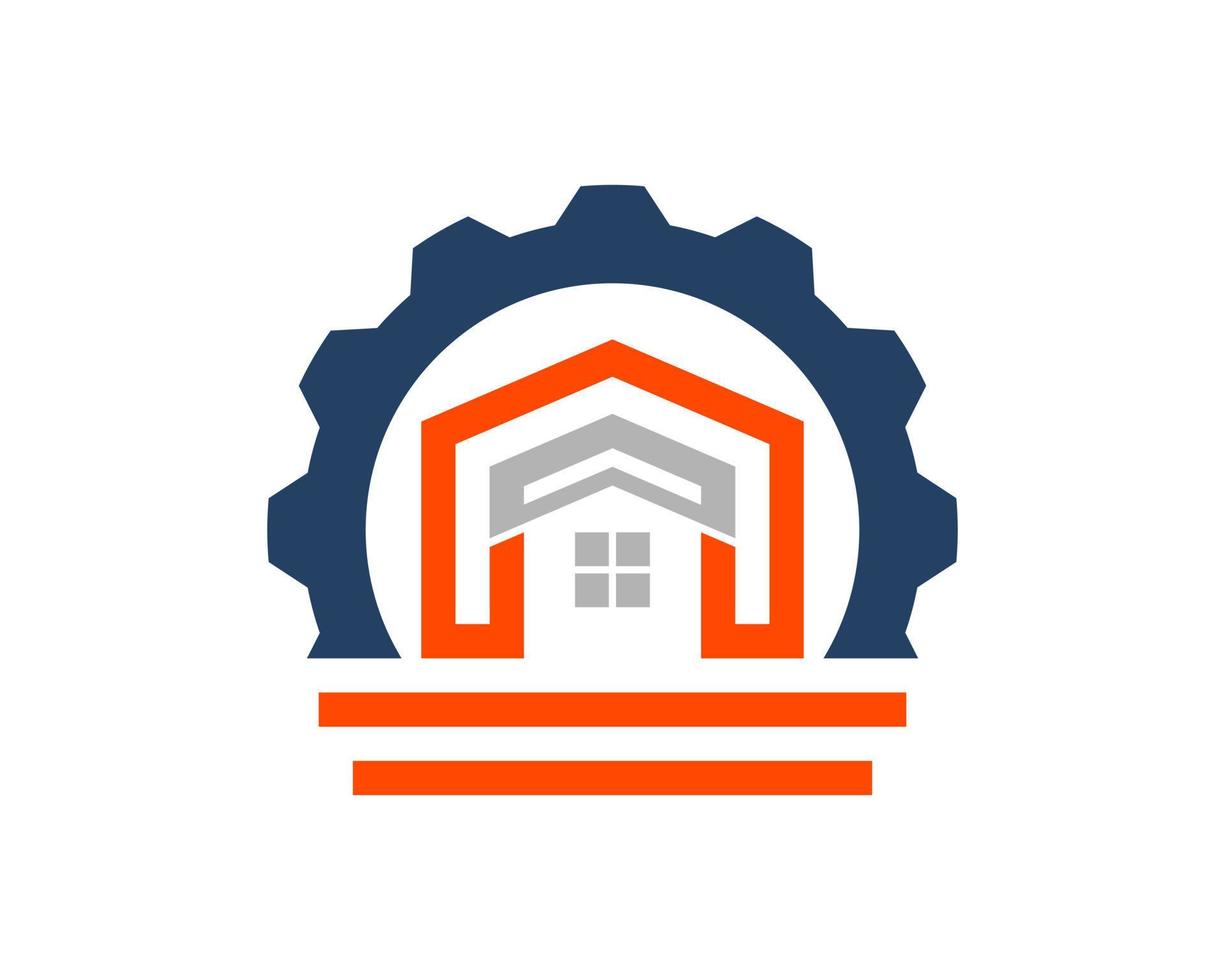 Abstract real estate house with mechanical gear vector
