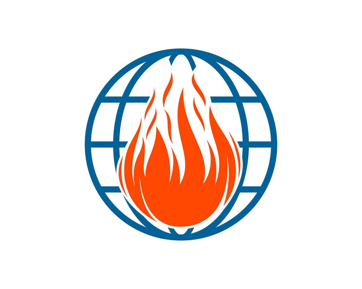 Abstract globe earth with fire ball inside vector