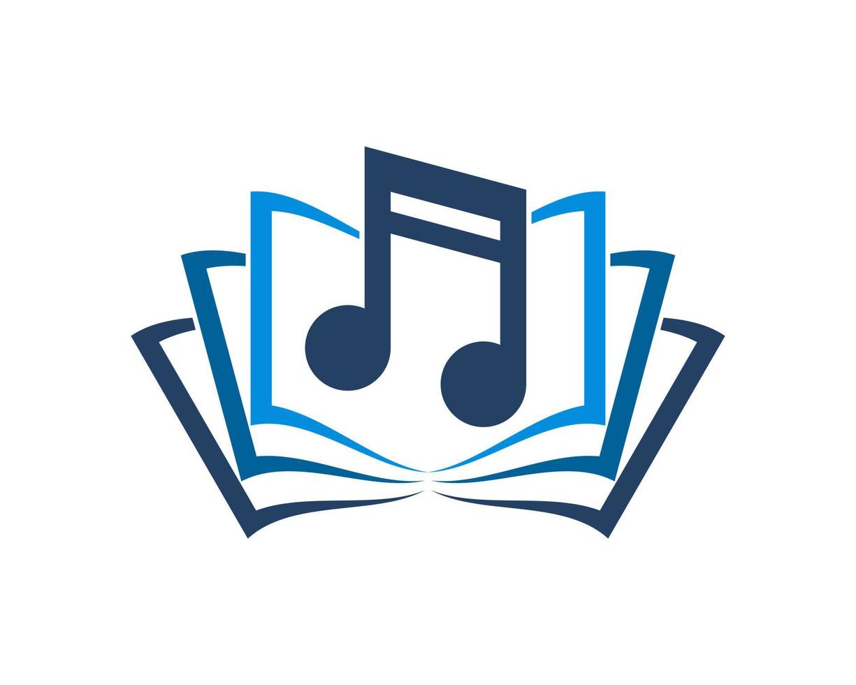 Open book page with musical symbol logo vector