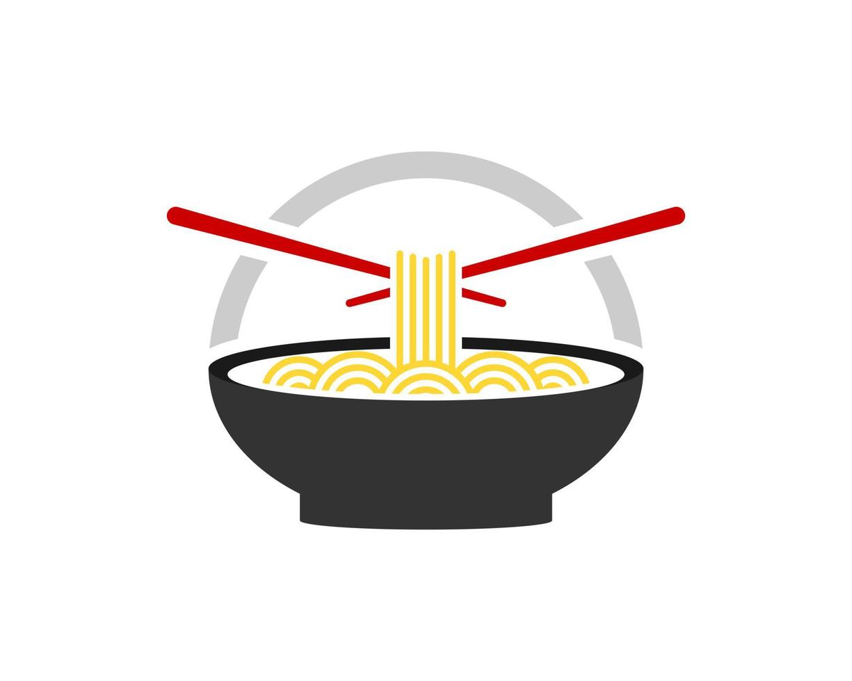 Chinese noodle with red chopstick on the top vector
