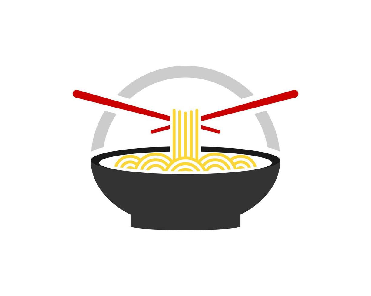 Chinese noodle with red chopstick on the top vector