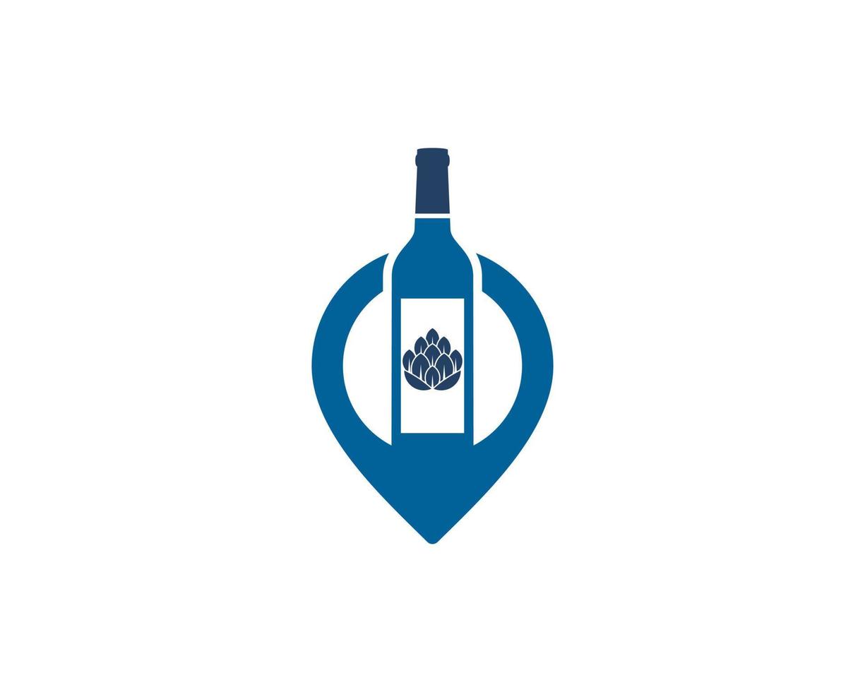 Pin location with wine bottle inside vector