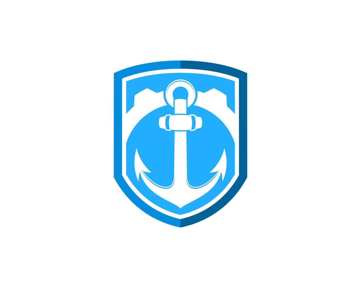 Simple shield with gear and nautical anchor vector