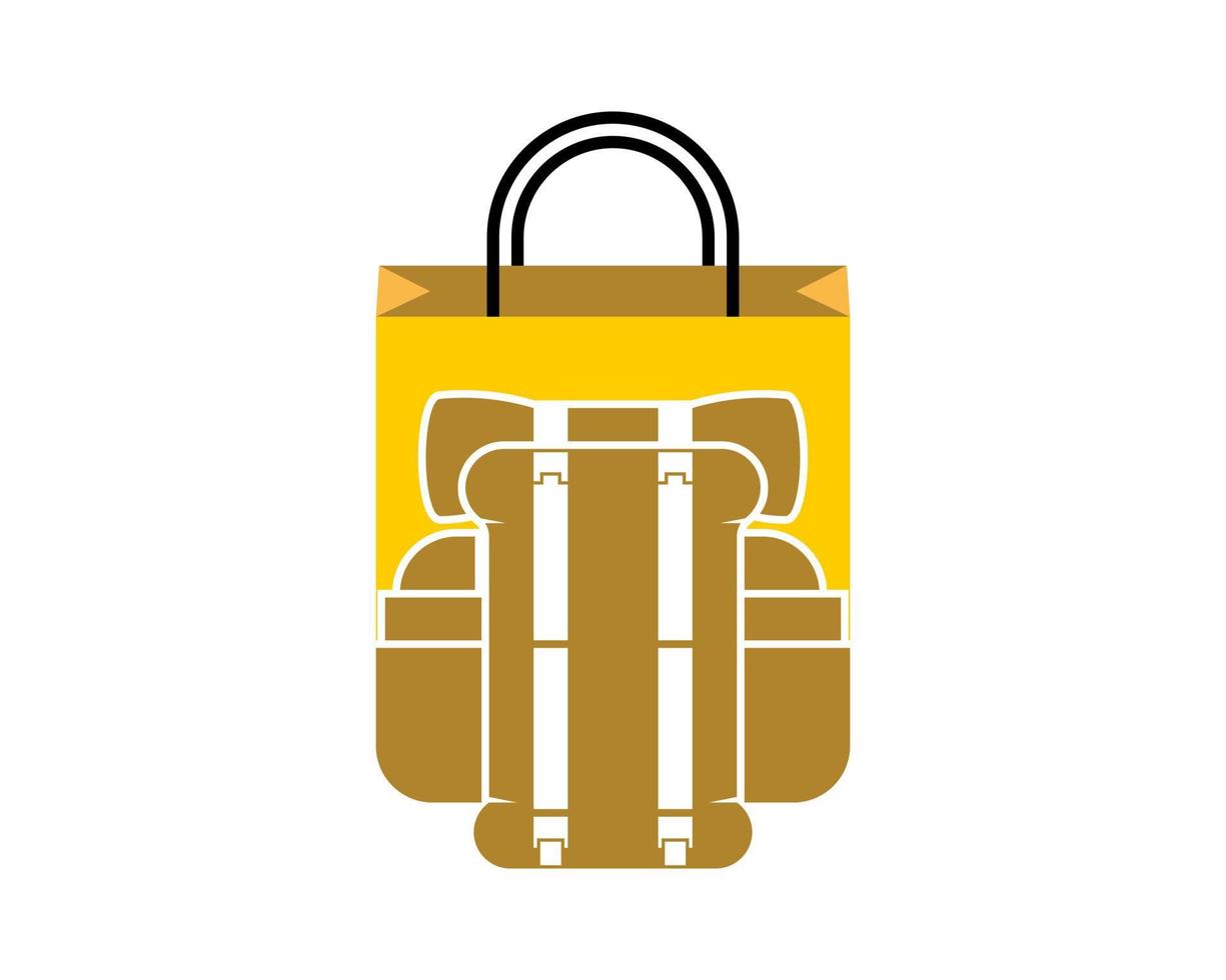 Hiking backpack sales with shopping bag vector