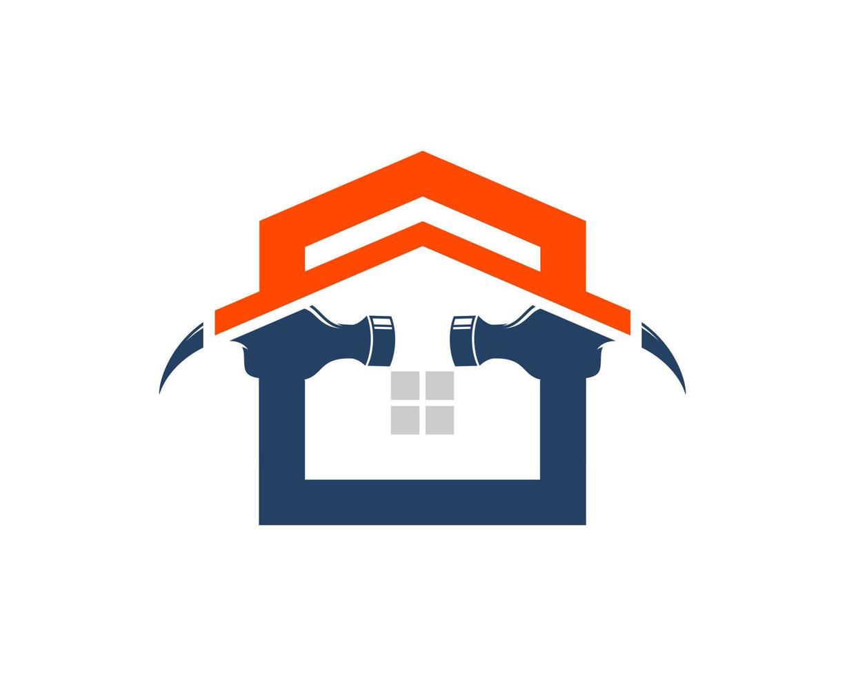 Abstract house with two hammer construction vector