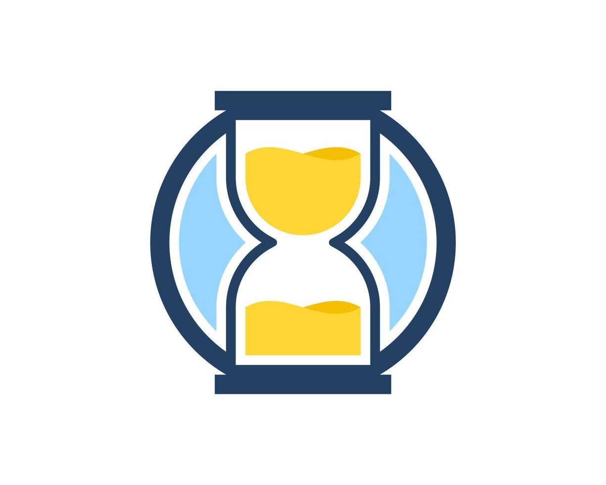 Circle shape with simple sand glass inside vector