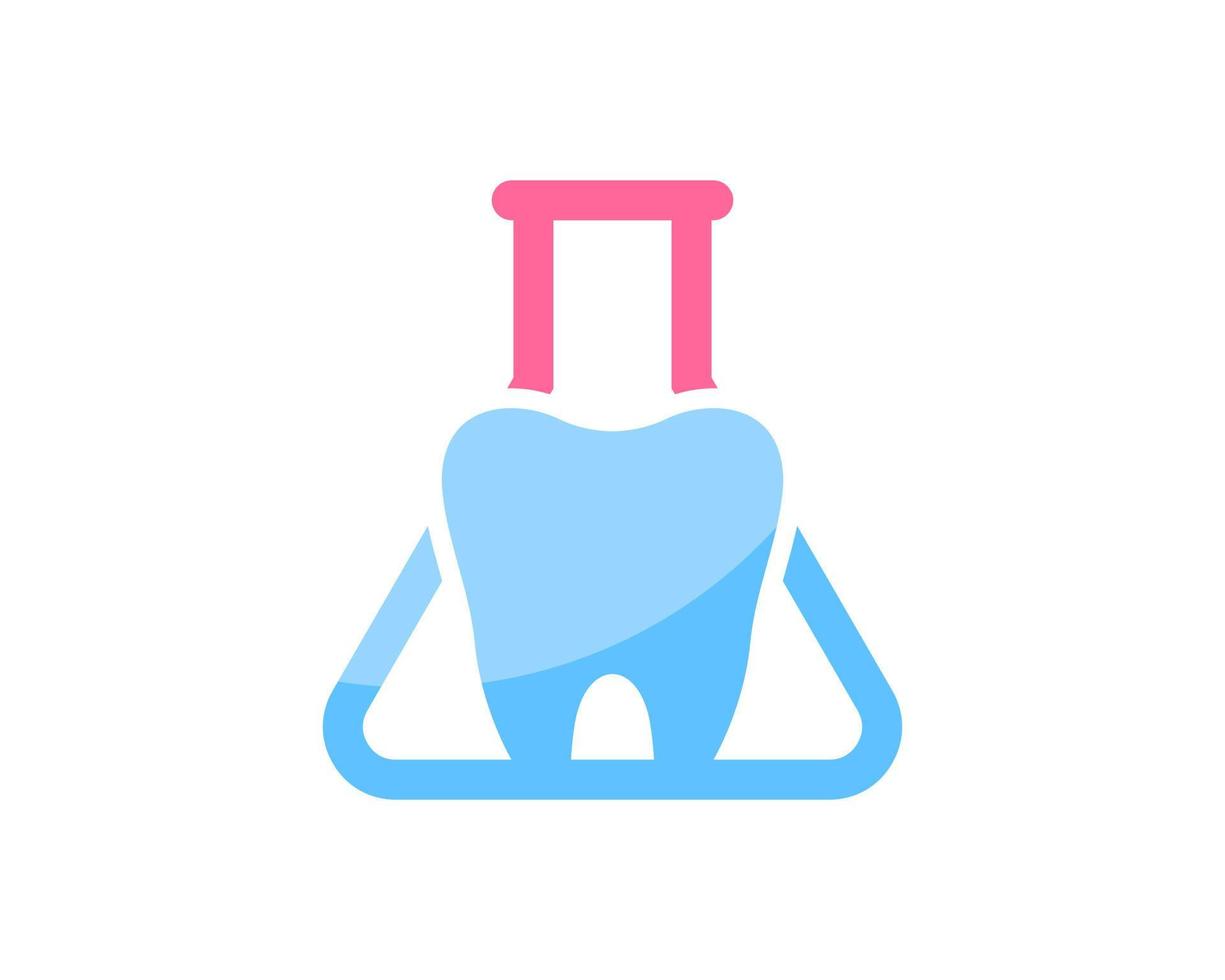 Triangle bottle laboratory with healthy tooth inside vector