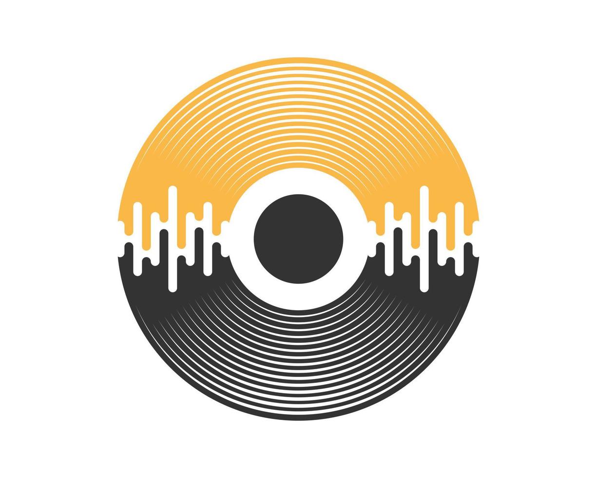 Vinyl recorder with sound wave effect inside vector