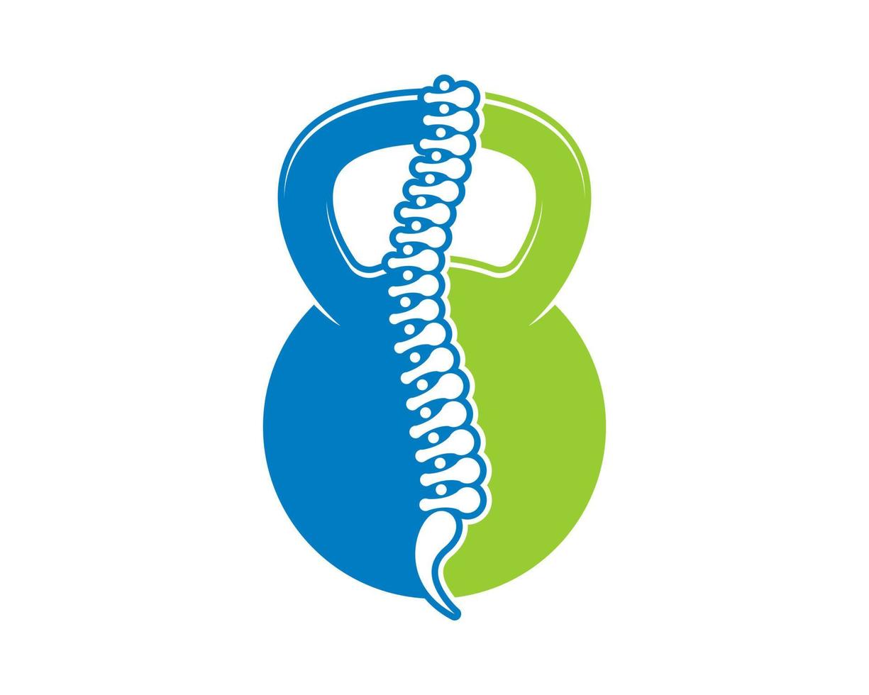 Healthy spine with fitness kettle bell shape vector