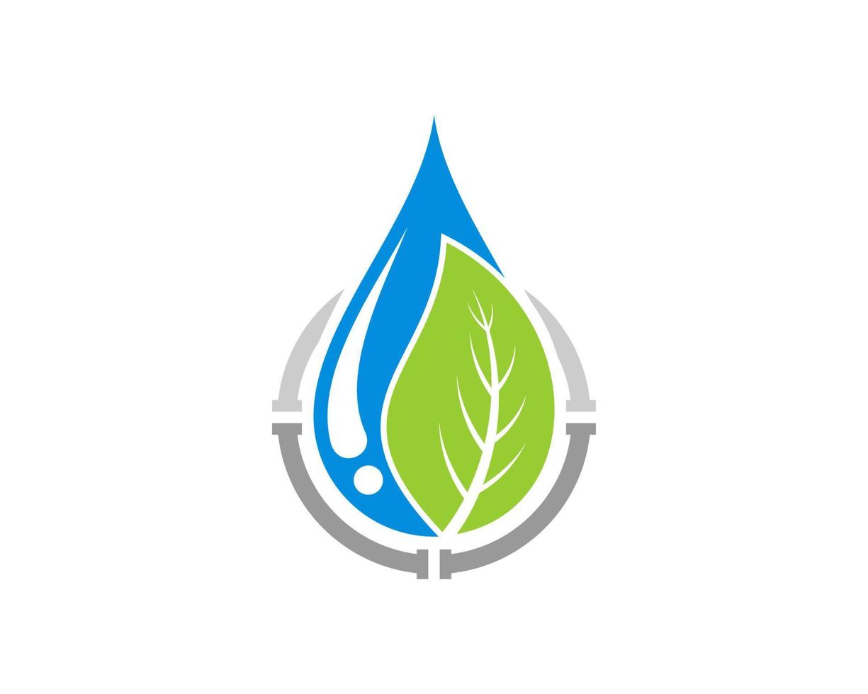 Water drop with nature leaf and circular pipe vector