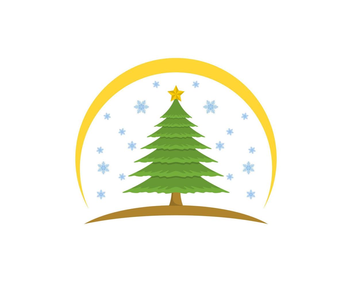 Christmas pine tree with yellow swoosh vector