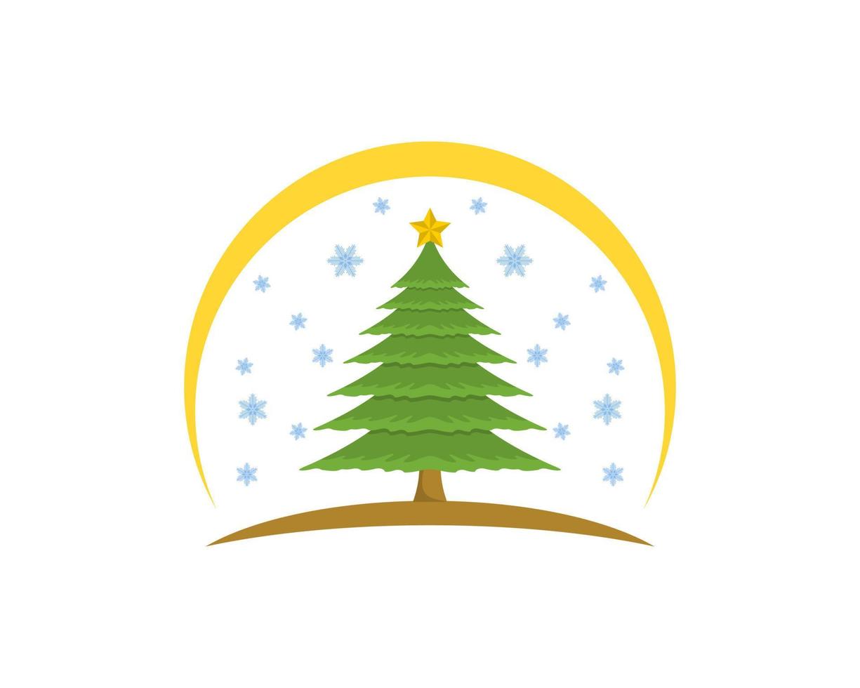 Christmas pine tree with yellow swoosh vector