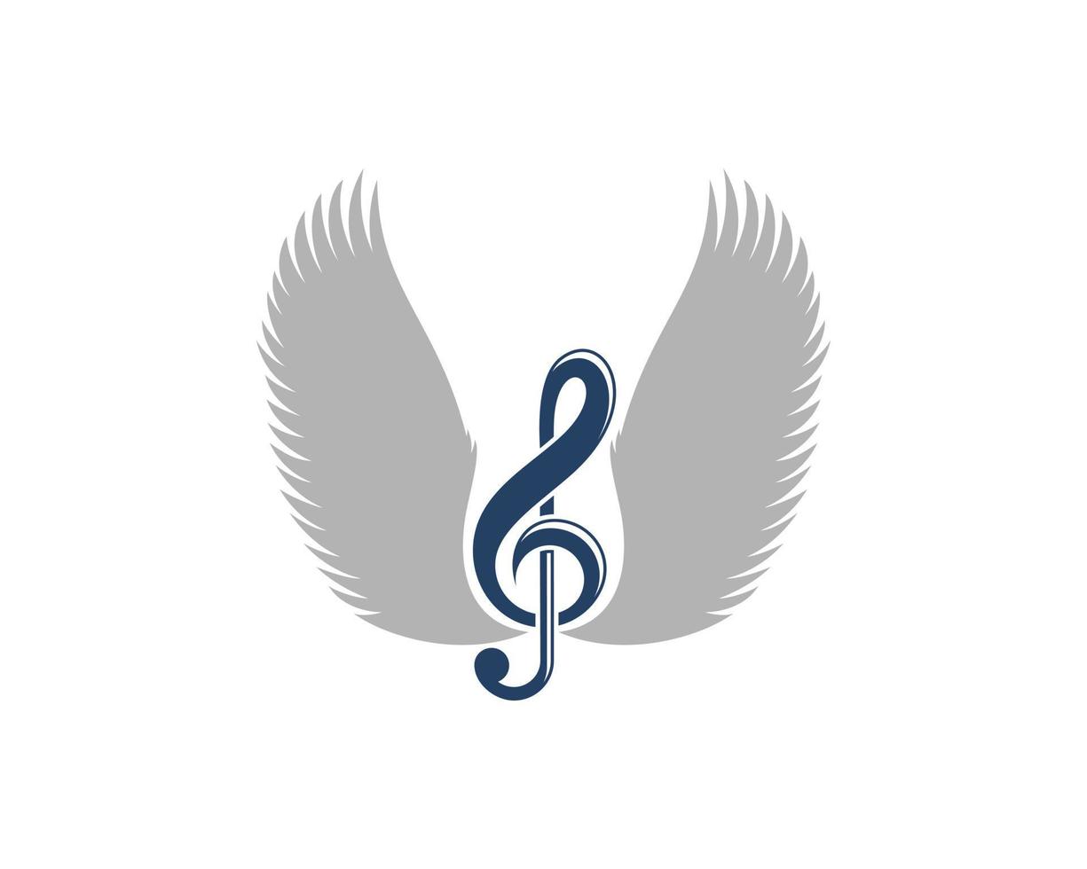 Simple music note with double wings vector