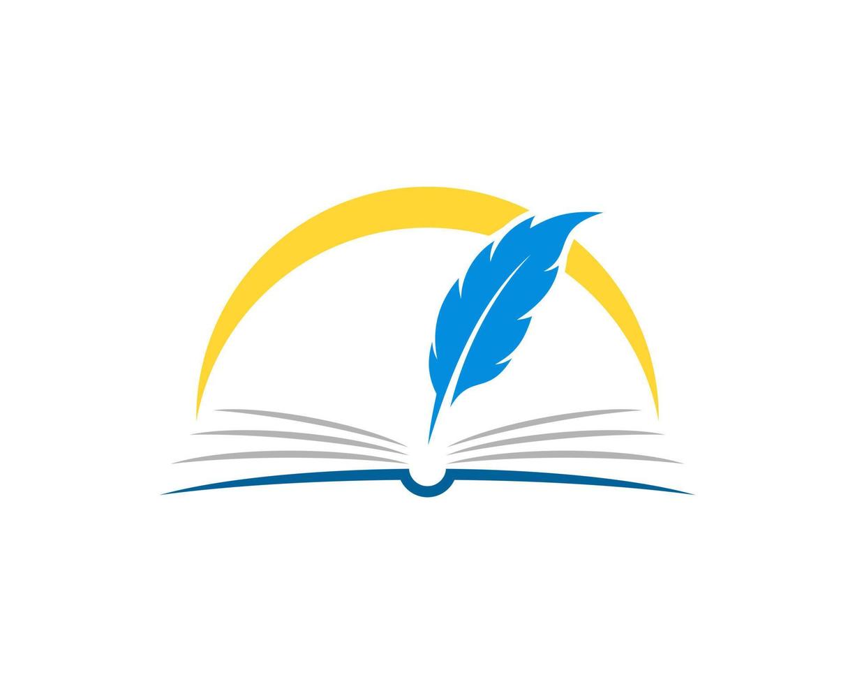 Abstract book with writer feather and swoosh vector