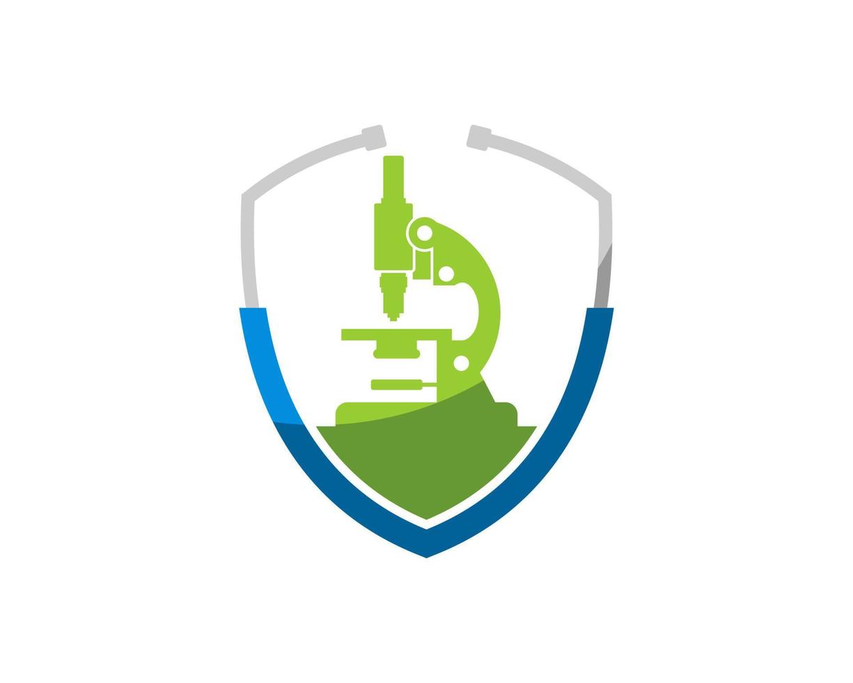 Shield stethoscope with laboratory microscope inside vector