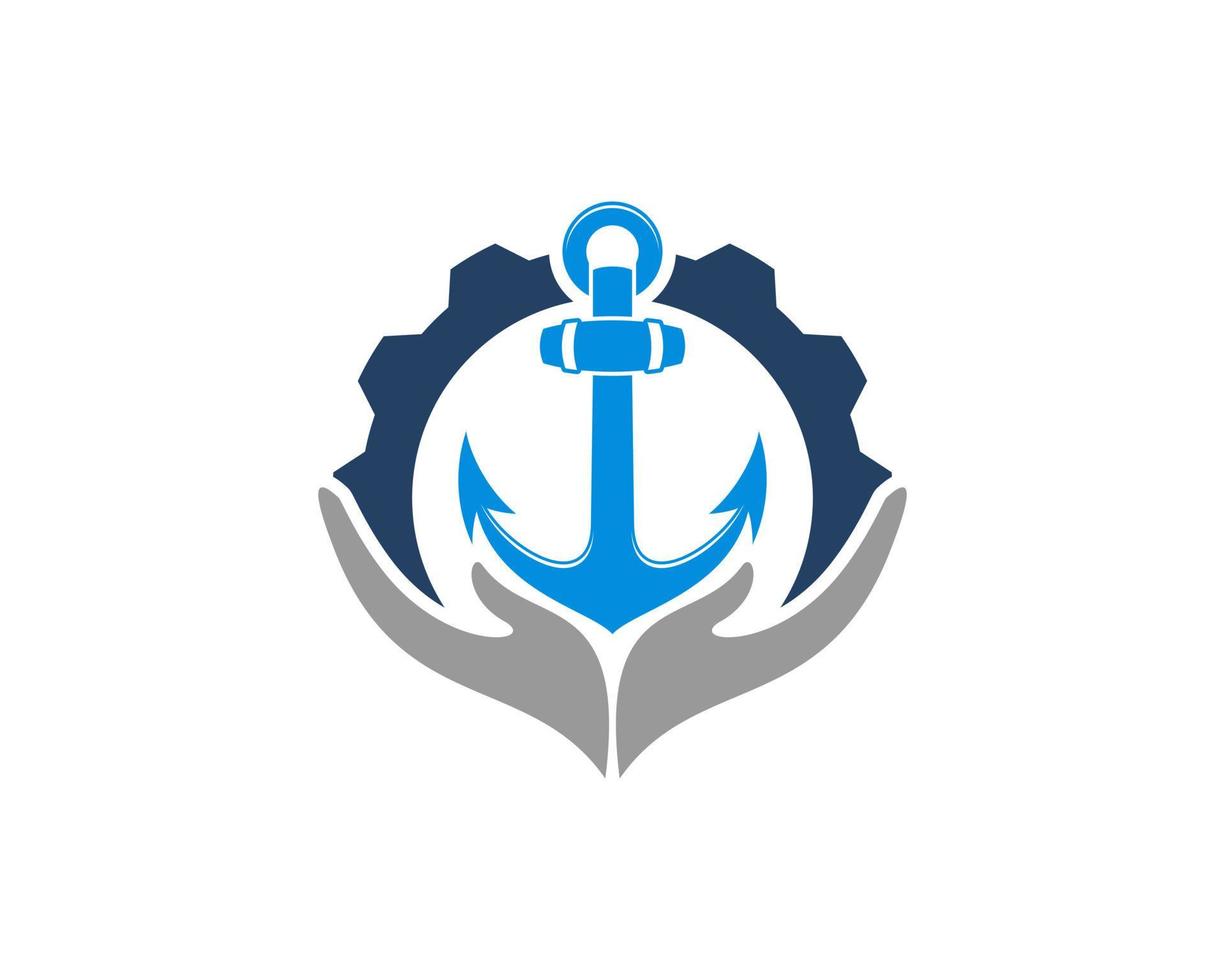 Hand care with gear and nautical anchor vector