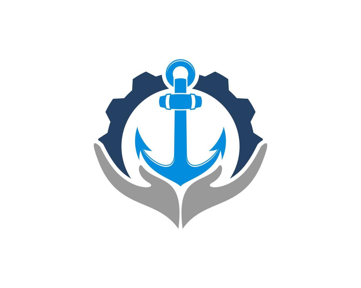 Hand care with gear and nautical anchor vector