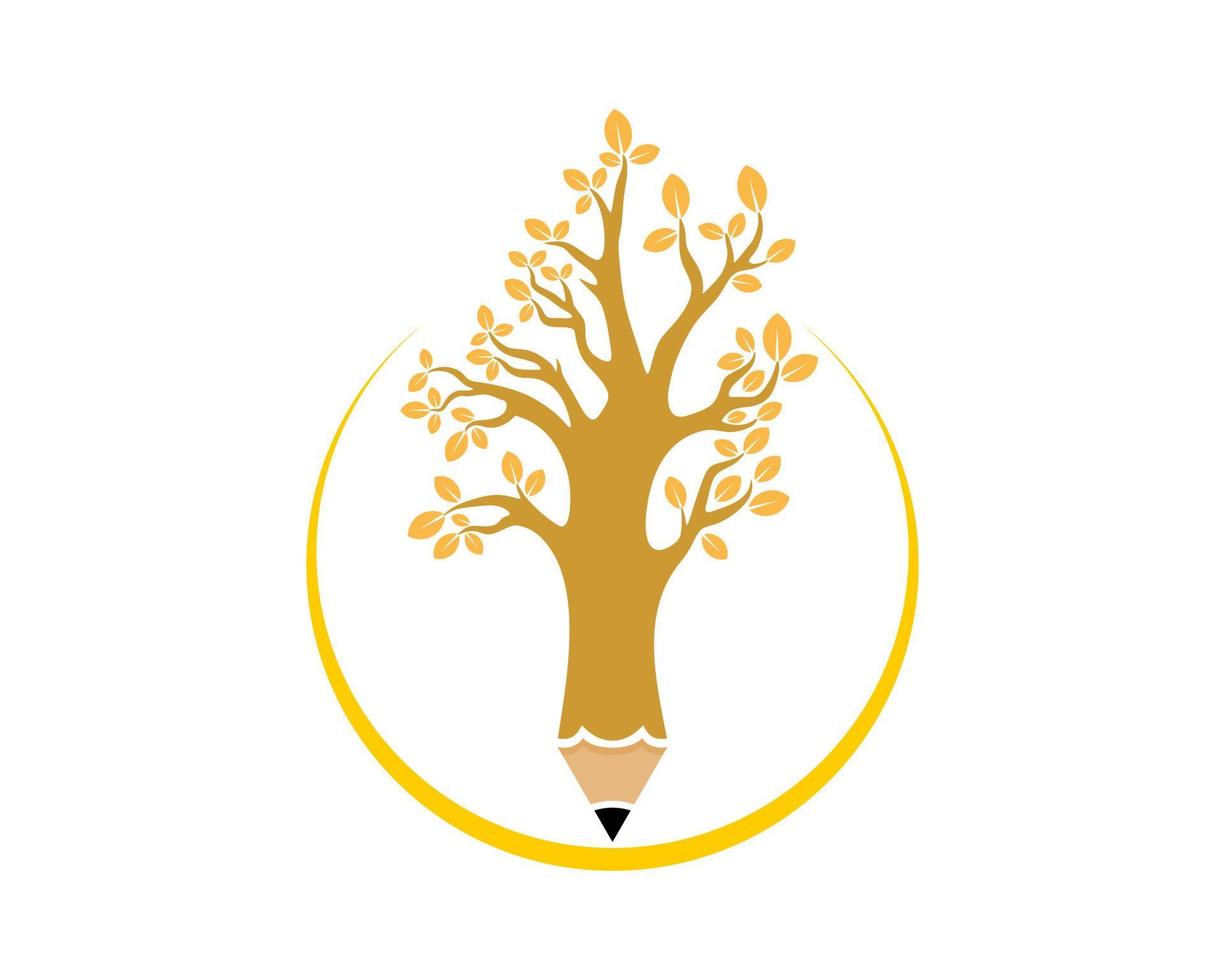 Combination pencil with tree logo vector