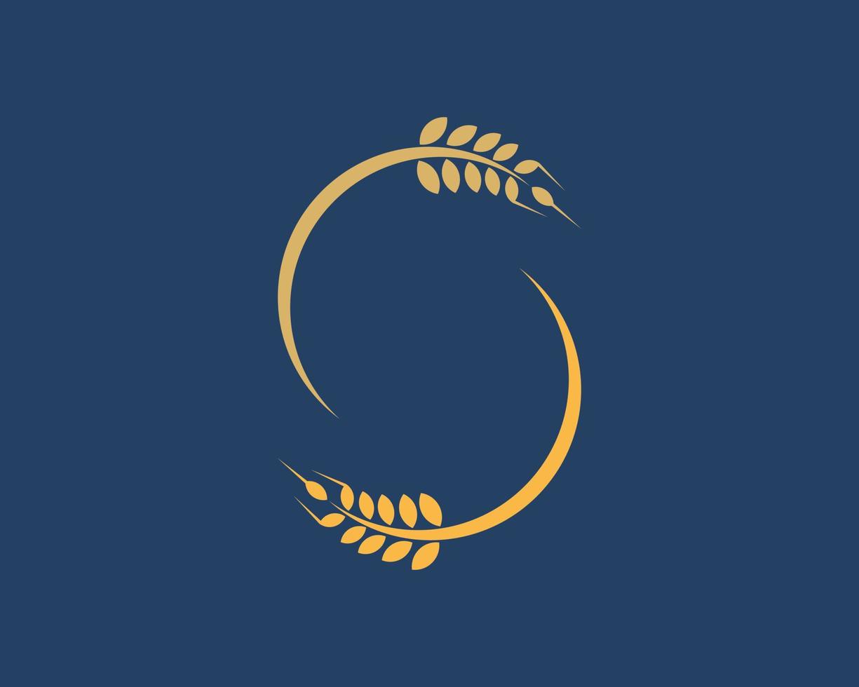 Circular wheat with S letter initial vector