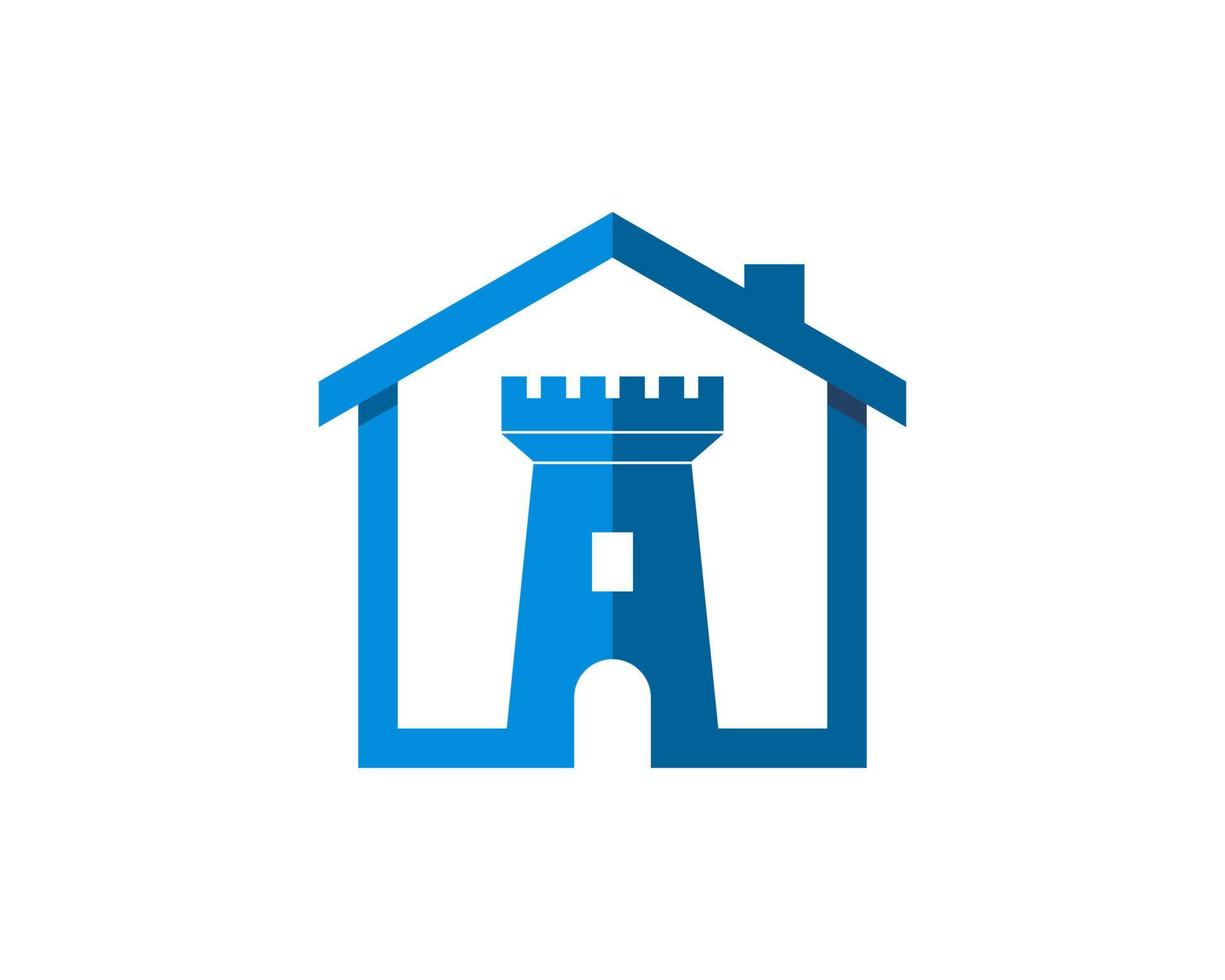 Simple house with simple fortress inside vector
