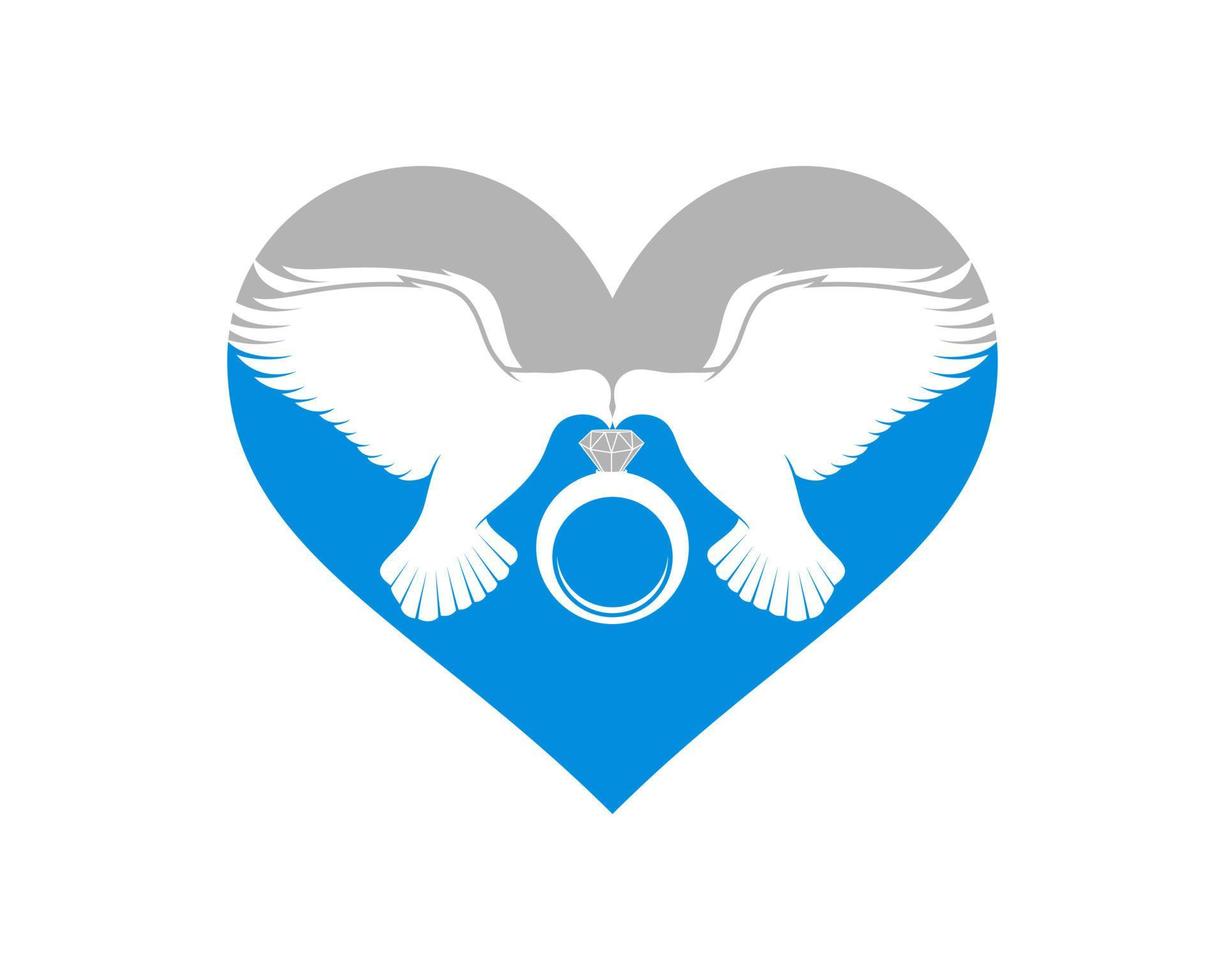 Flying dove lovers with a ring in the middle vector