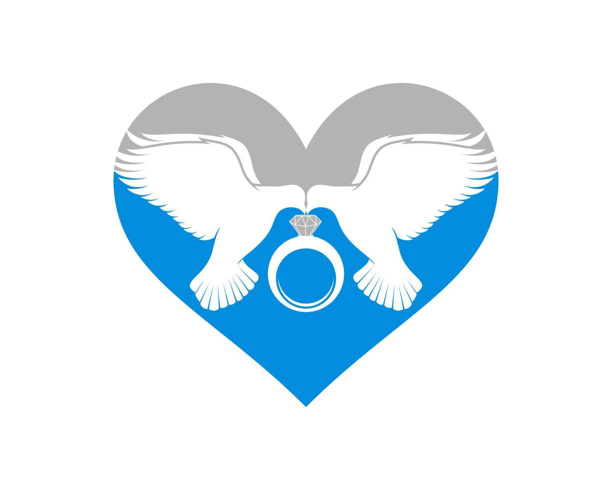 Flying dove lovers with a ring in the middle vector