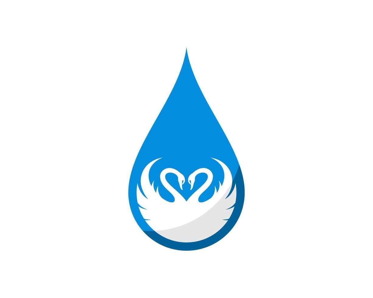 Water drop with couple of swan love inside vector