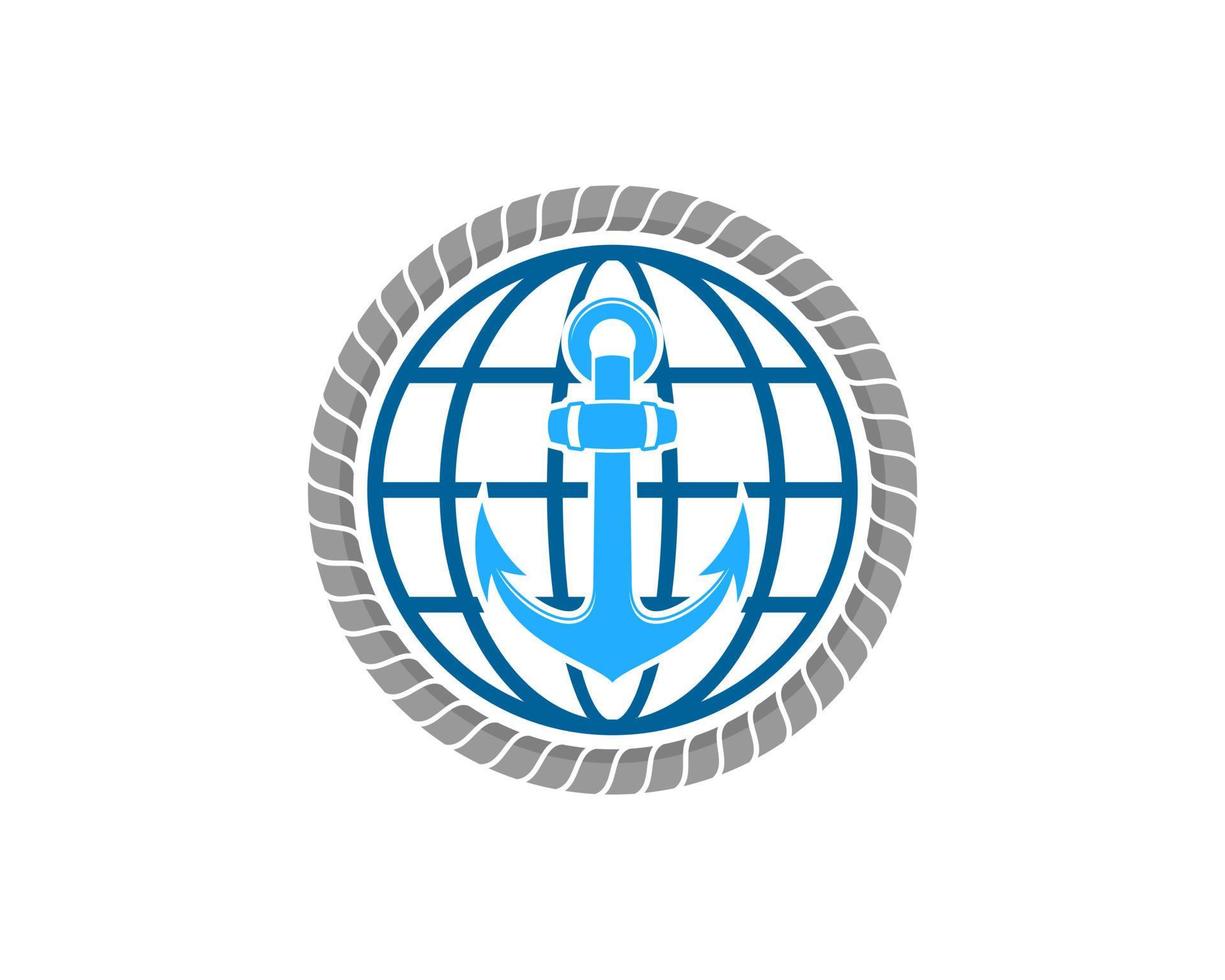 Abstract globe with nautical anchor inside vector