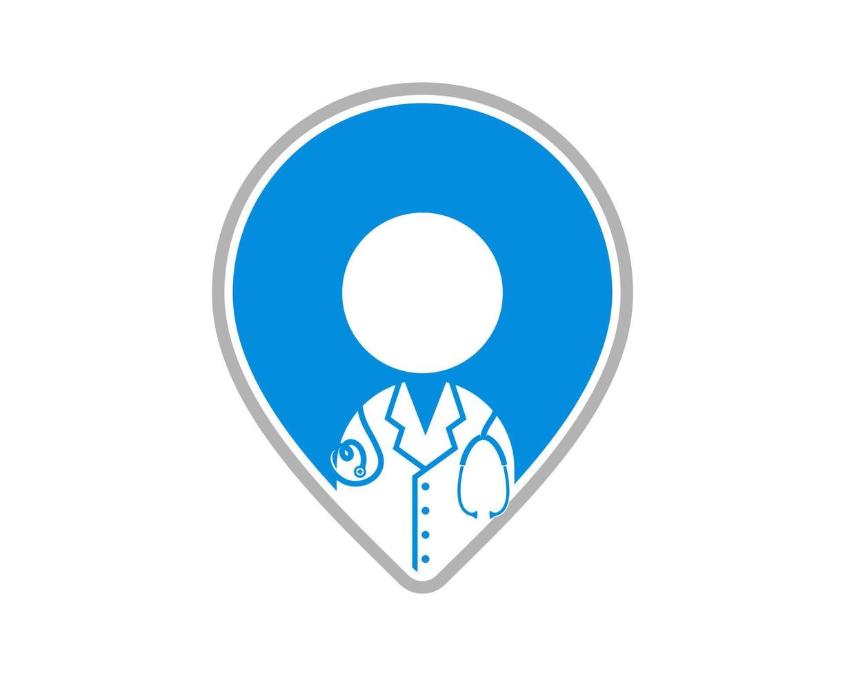 Doctor inside the pin location logo vector