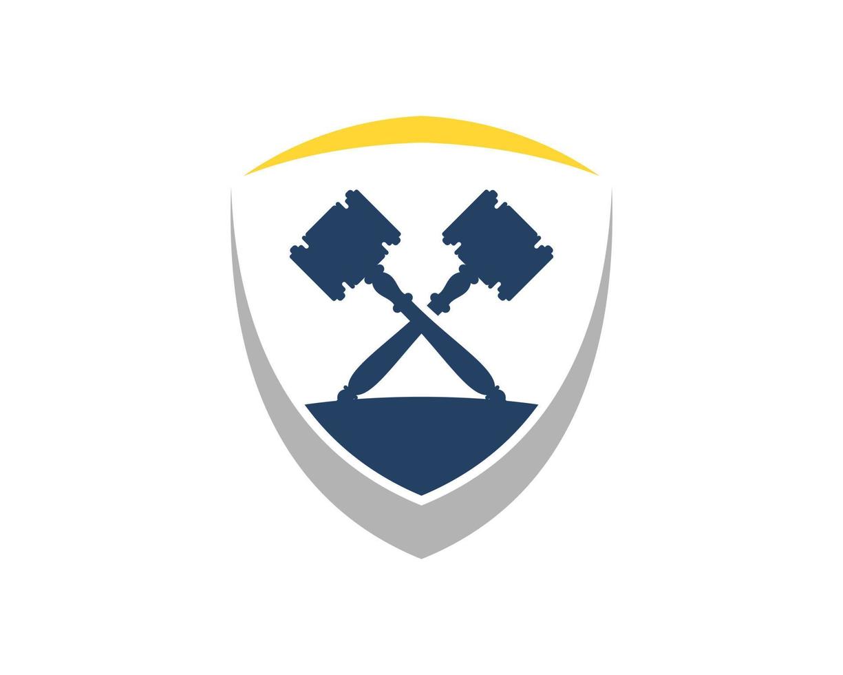 Abstract shield with cross law hammer inside vector