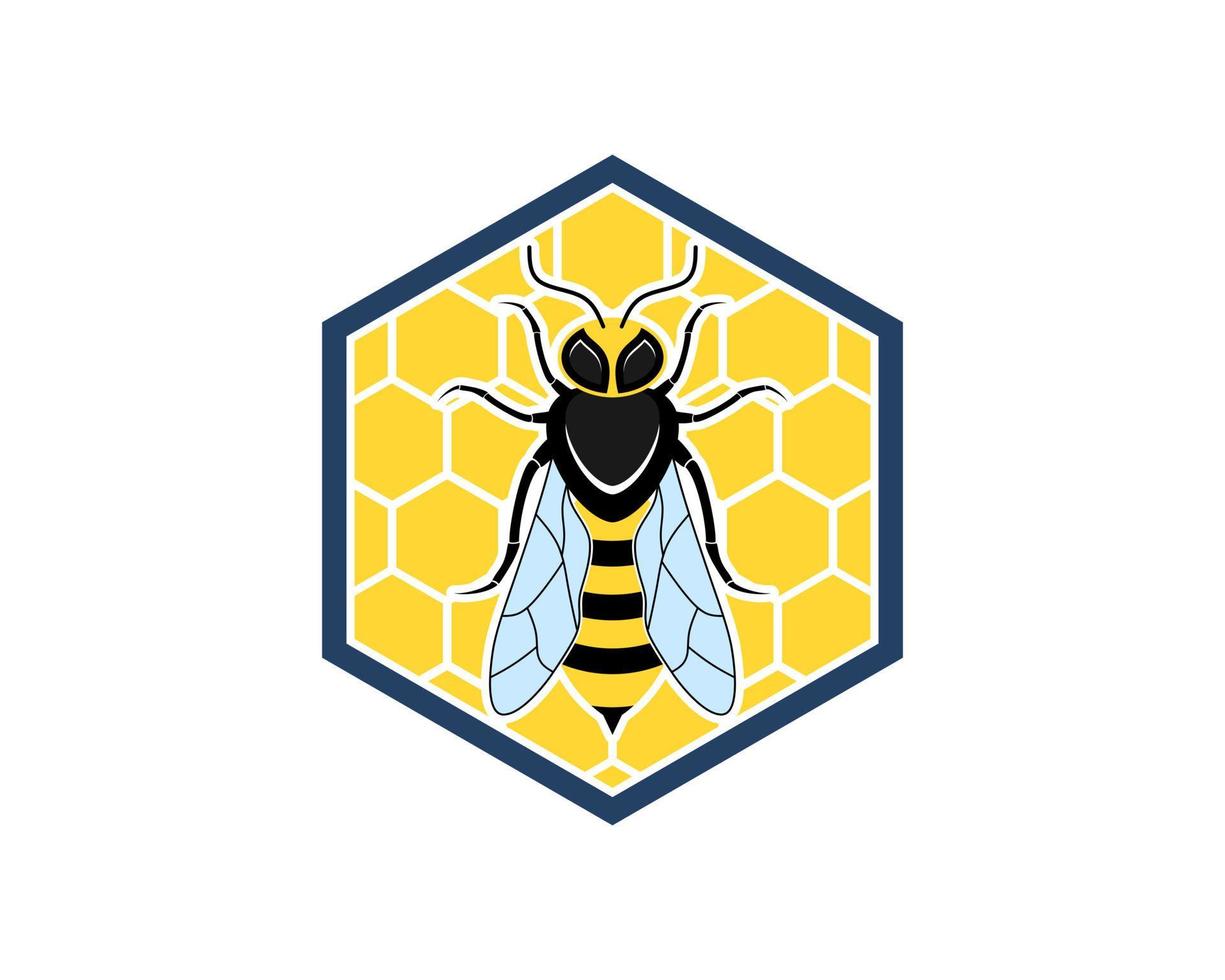 Hexagonal bee hive with queen bee inside vector