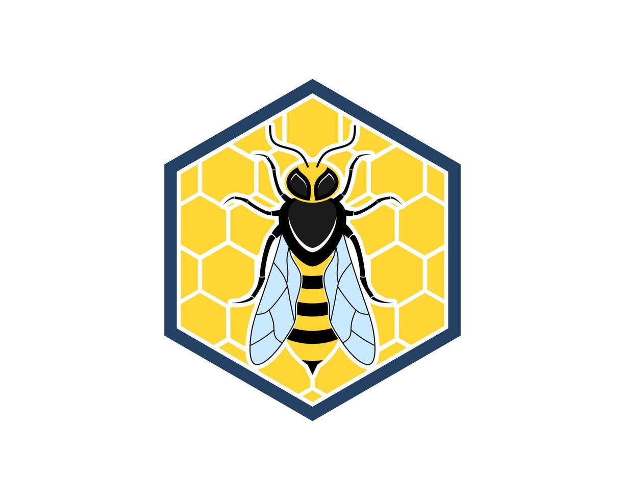 Hexagonal bee hive with queen bee inside vector