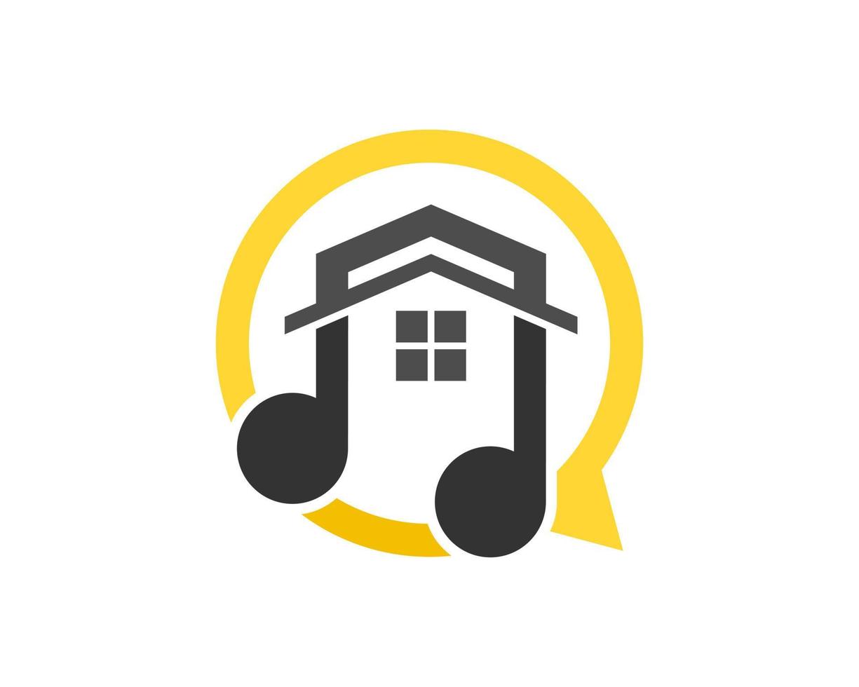 Simple bubble chat with abstract house and music note vector