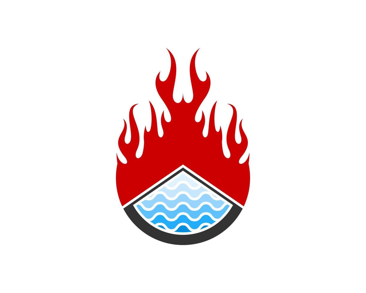 Triangle shape with abstract water and fire flames vector