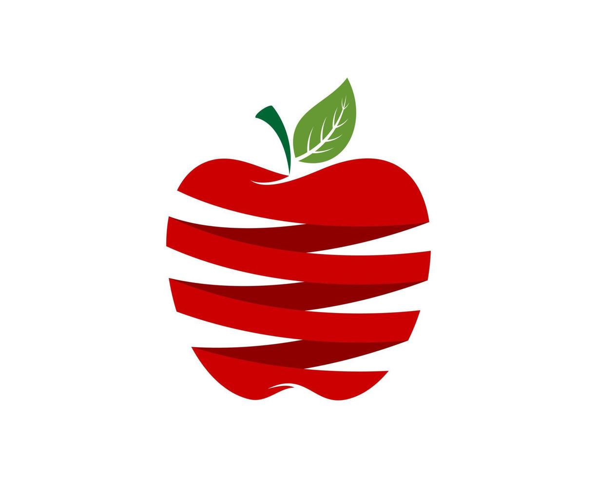 manzana roja con estilo de rayas vector