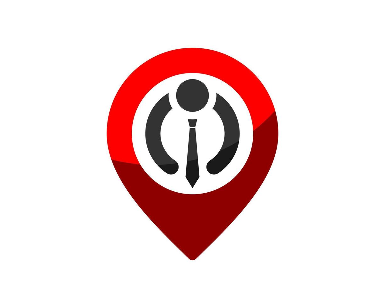 Red pin location with man worker inside vector