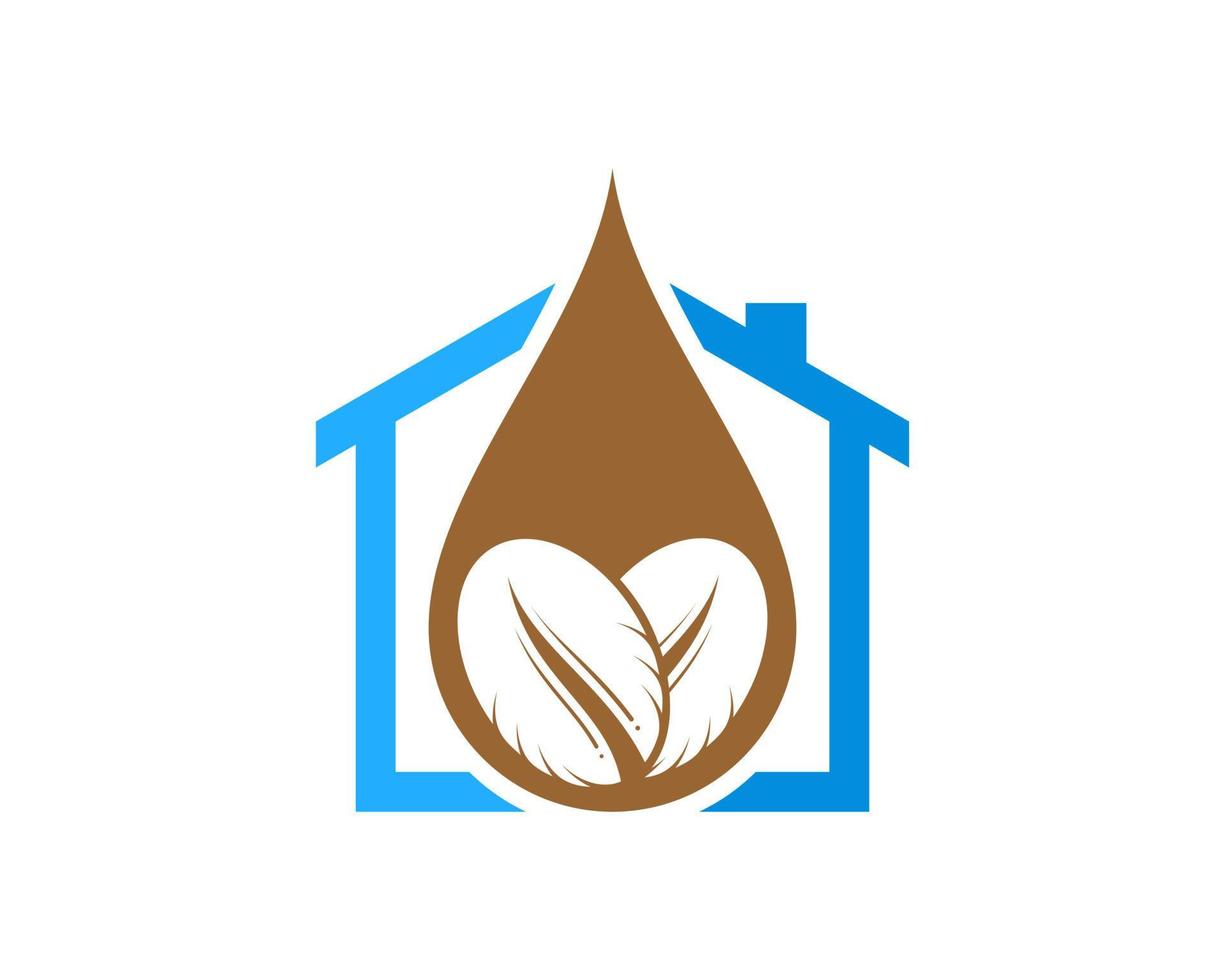 Simple house with water coffee beans inside vector