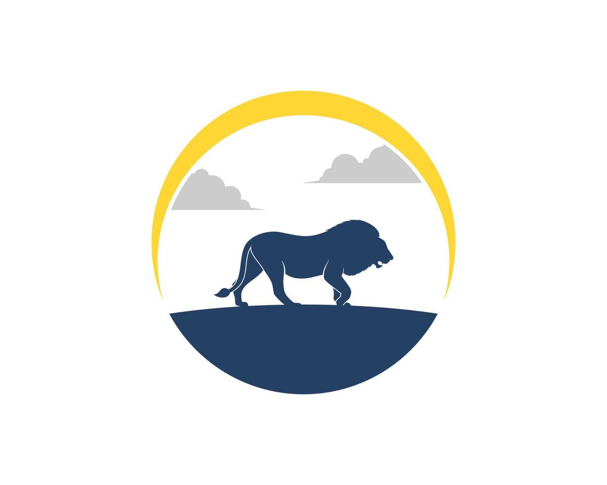 Lion silhouette with yellow swoosh vector