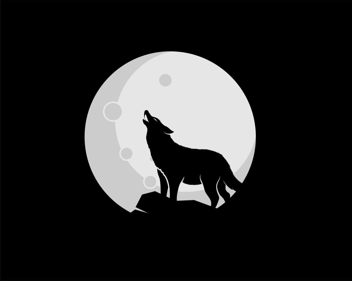 lobo rugiendo en el logo de la luz de la luna vector