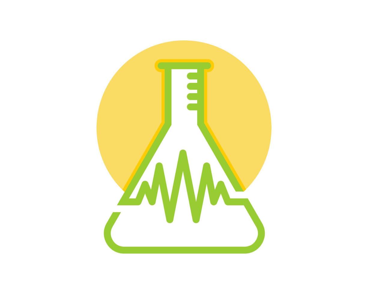 Combination laboratory test tube with heartbeat logo vector