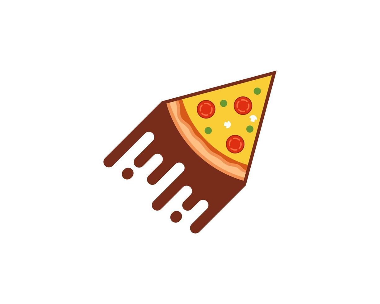 Fast pizza pieces like flying rocket vector