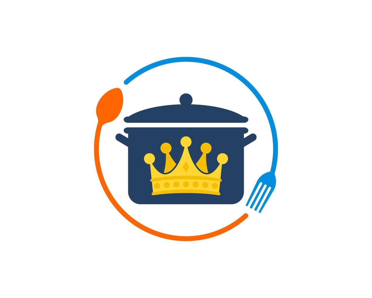 Circular spoon and fork with crown pan vector