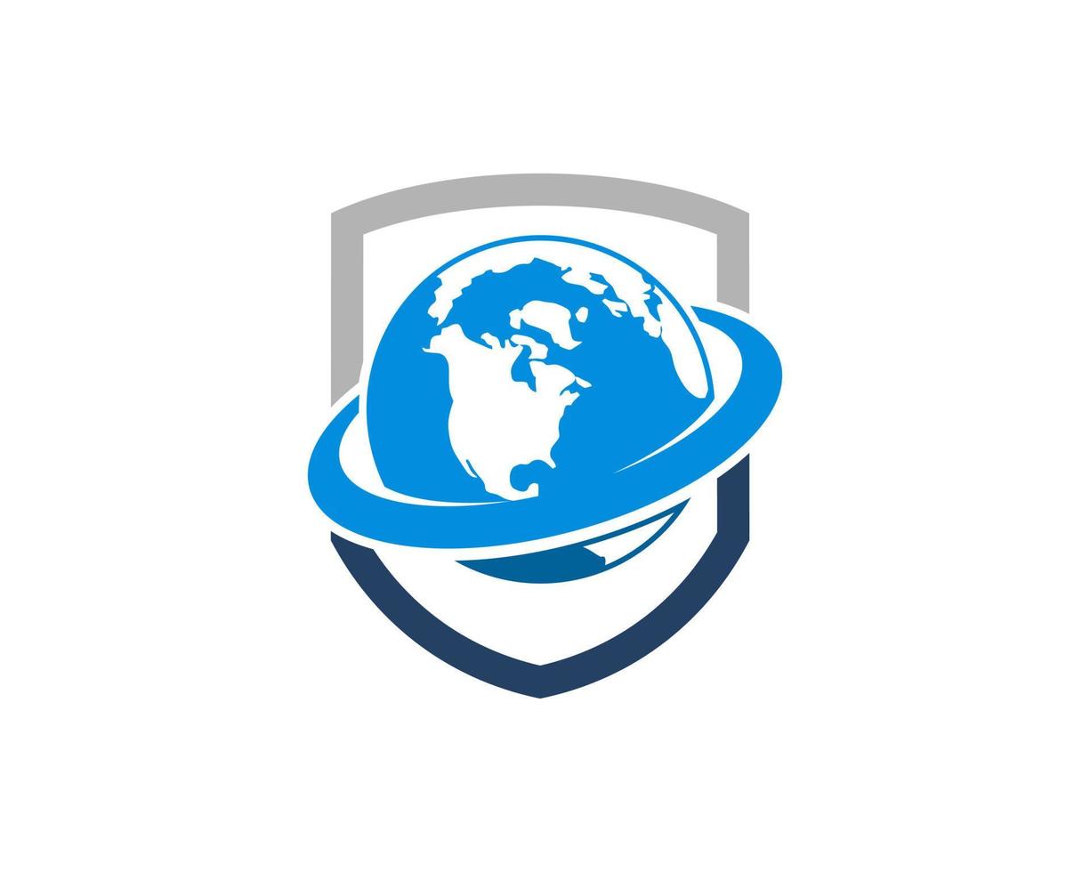 Protection shield with Earth and rings inside vector