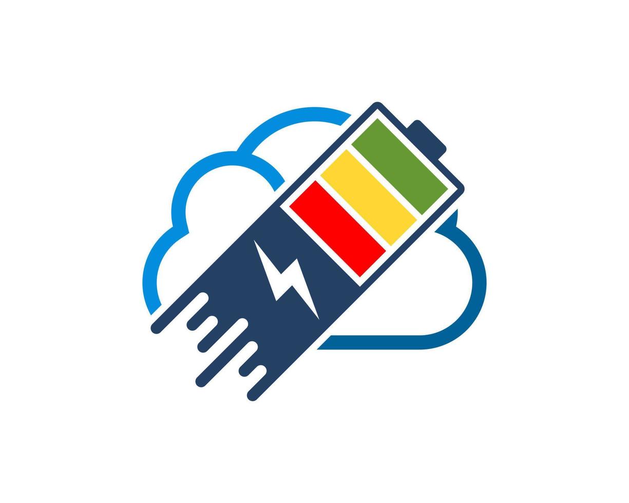 Simple cloud with fast electrical battery inside vector