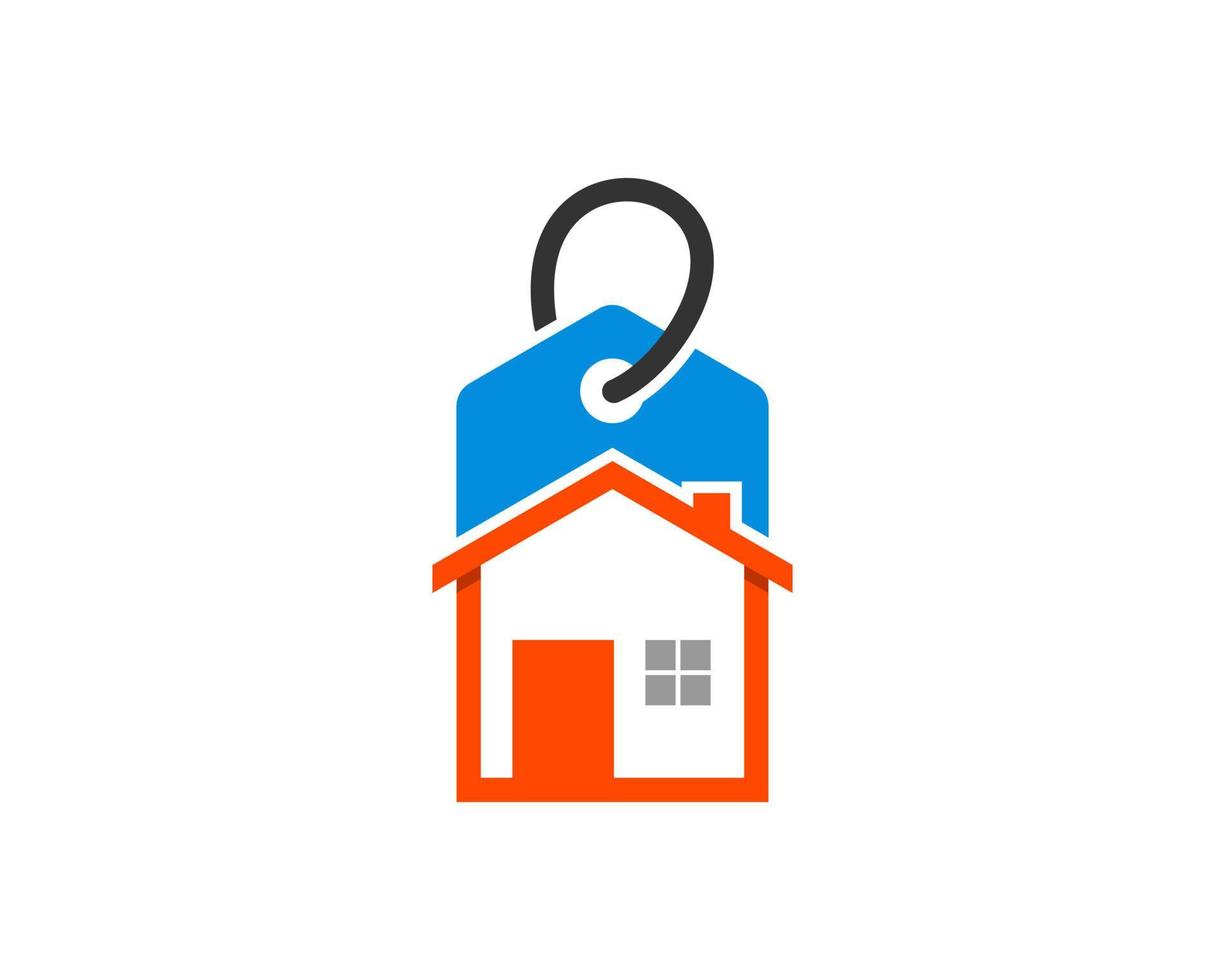 Price tag with simple house inside vector