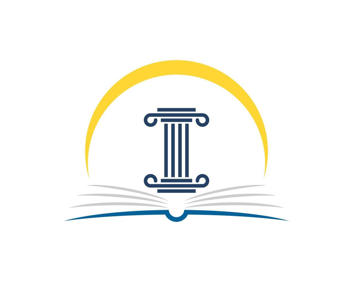 Abstract book with law pillars and yellow swoosh vector